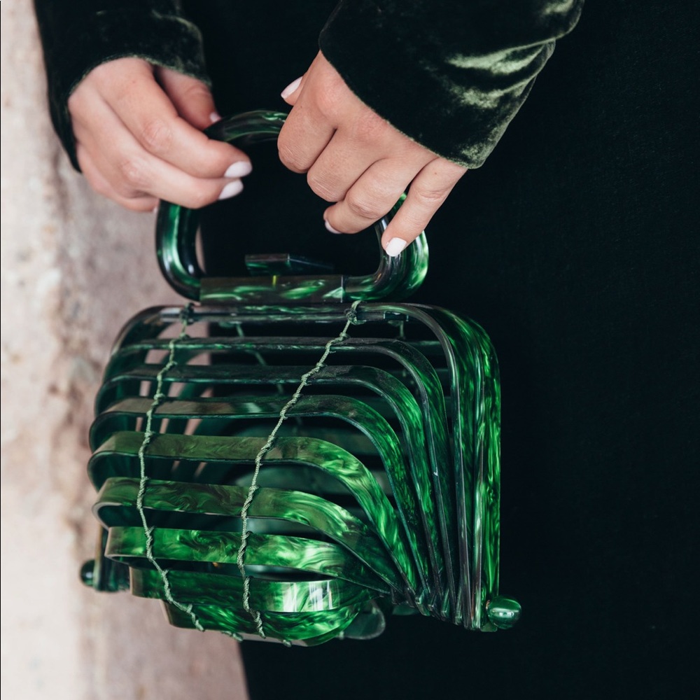 Cult Gaia Acrylic Lilleth Handbag Malachite Green - Picture 5 of 6